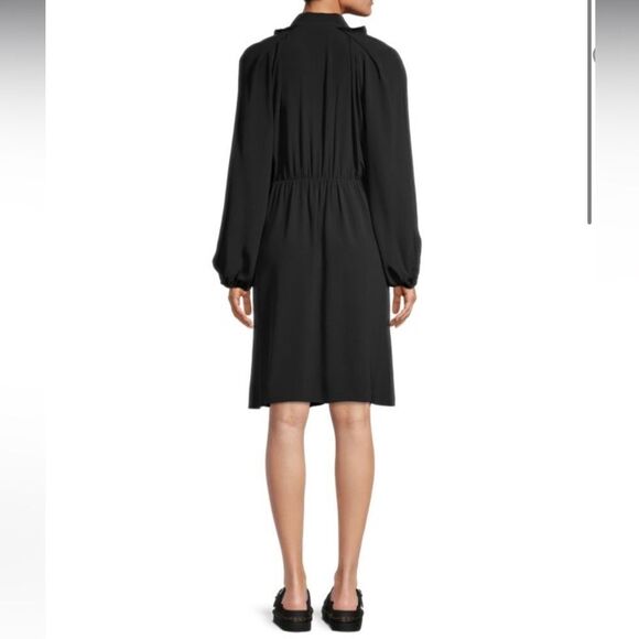 Ungaro Ari Ruffled Tie Neck Dress in Black Size Medium - Picture 2 of 12